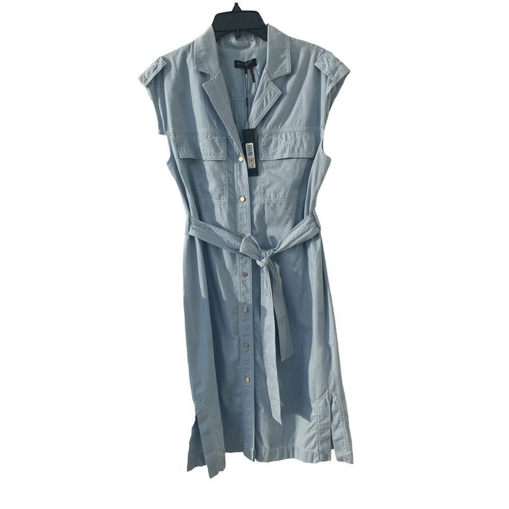 Donna Karan New York Belt sleeveless dress denim in light blue size M - Picture 2 of 11